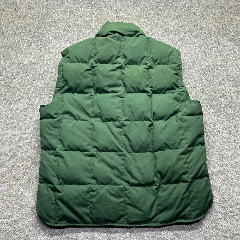 Eddie Bauer Vintage Mens XL Goose Down Puffer Vest Quilted Snap Green Gorpcore